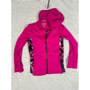 Jumping Beans Kids Active Hot Pink Geometric Panel Zip Up Hoodie Jacket Girls 6X